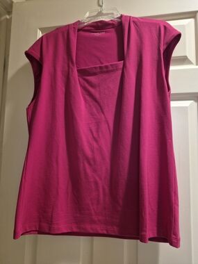 NWOT-Coldwater Creek Sleeveless Open-Front Top - Fuchsia, Large, Never Worn